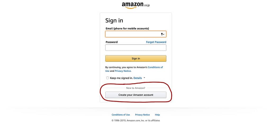 Creating account on Amazon Japan